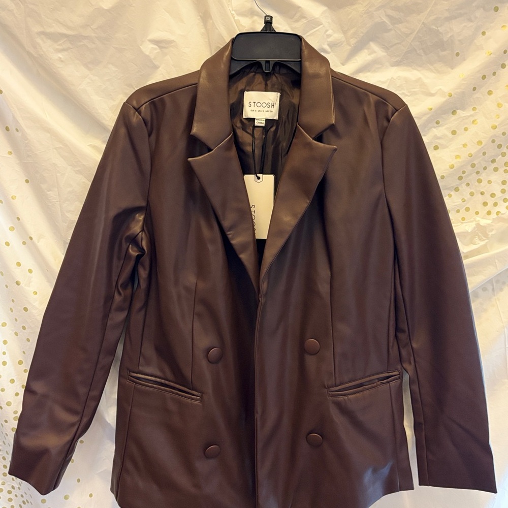 Stoosh Brown Blazer Jacket Classic Lapel Structured